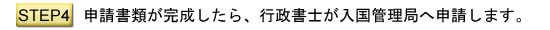 申請書類が完成したら、行政書士が入国管理局へ申請します。